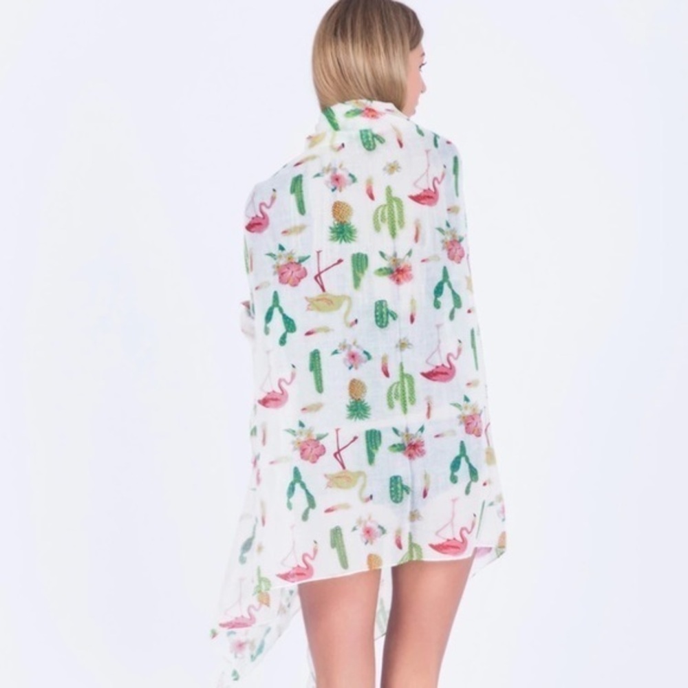 Cactus Pineapple Flamingo Beach Sarong Coverup